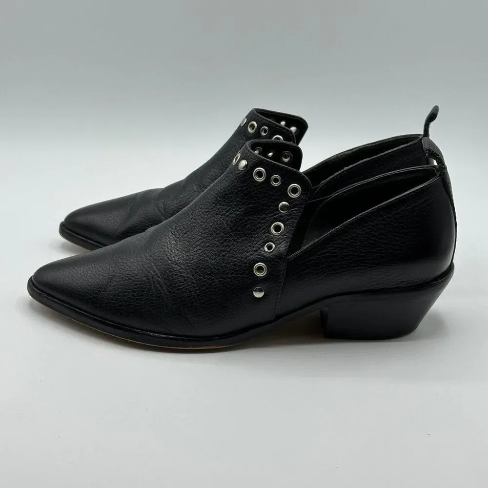 Rebecca Minkoff Annette Grommet Bootie Soft Pebble Grain Leather Slip On 7.5